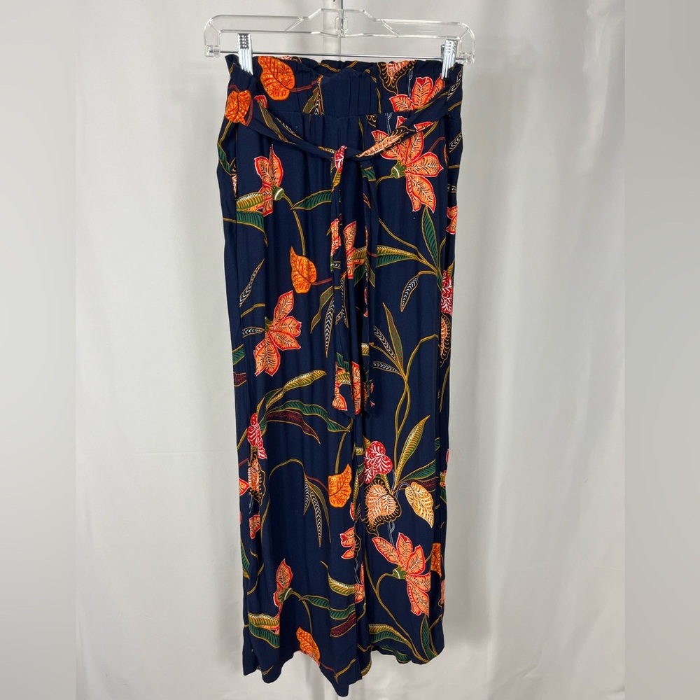 LOFT Navy and Orange Floral Dress Pants XS
